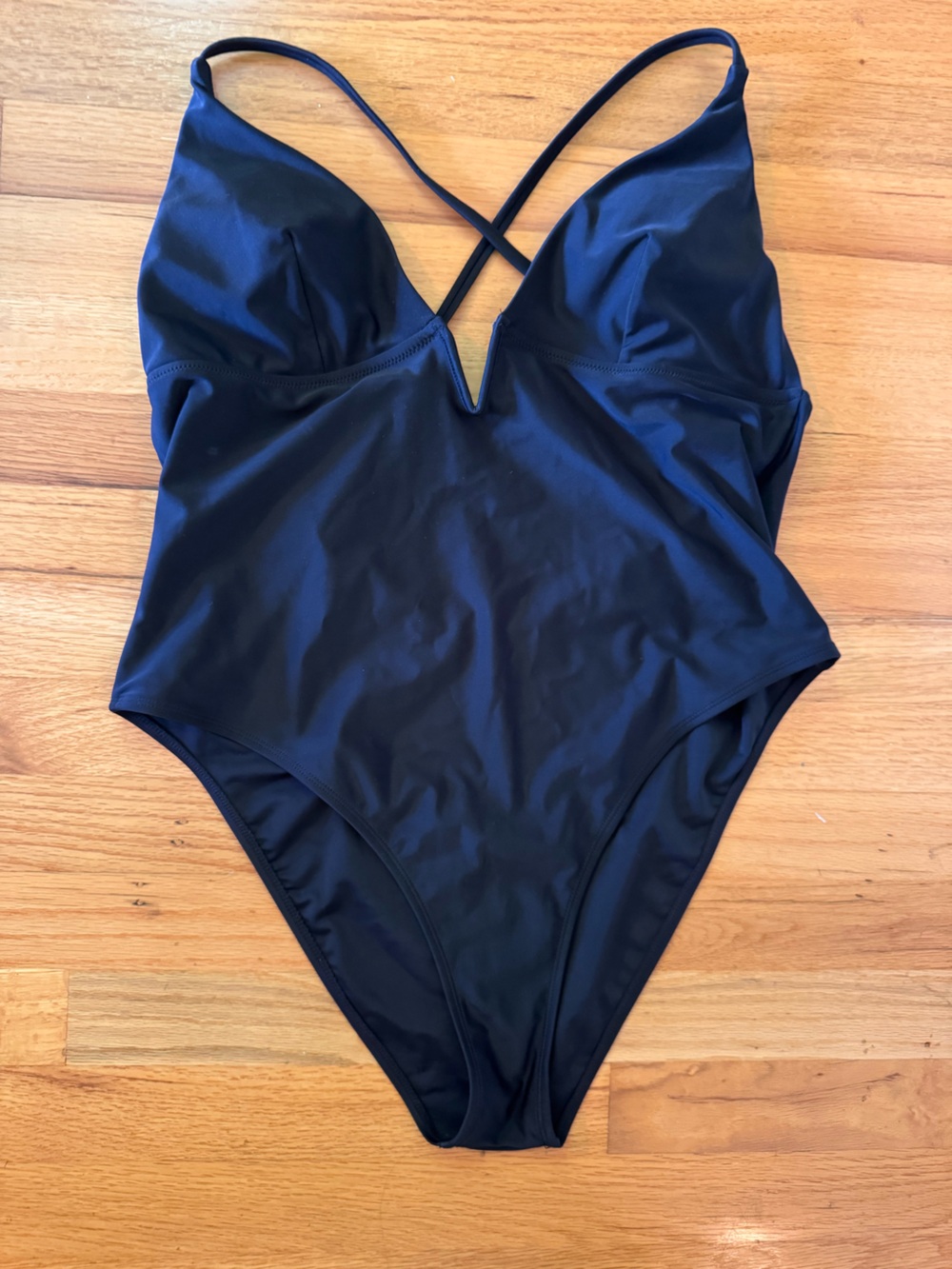 Cupshe Black One-Piece Swimsuit with Deep V neck